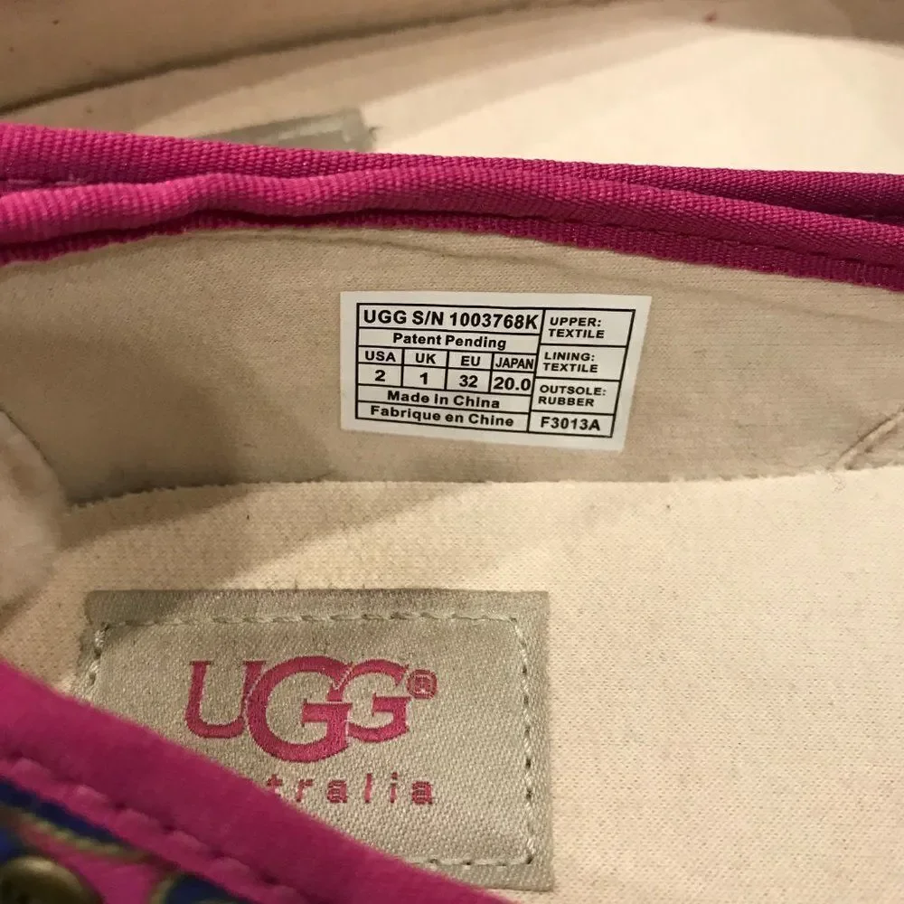 ‎UGG Pink Canvas Indah Indahmara Lace Back Flats
